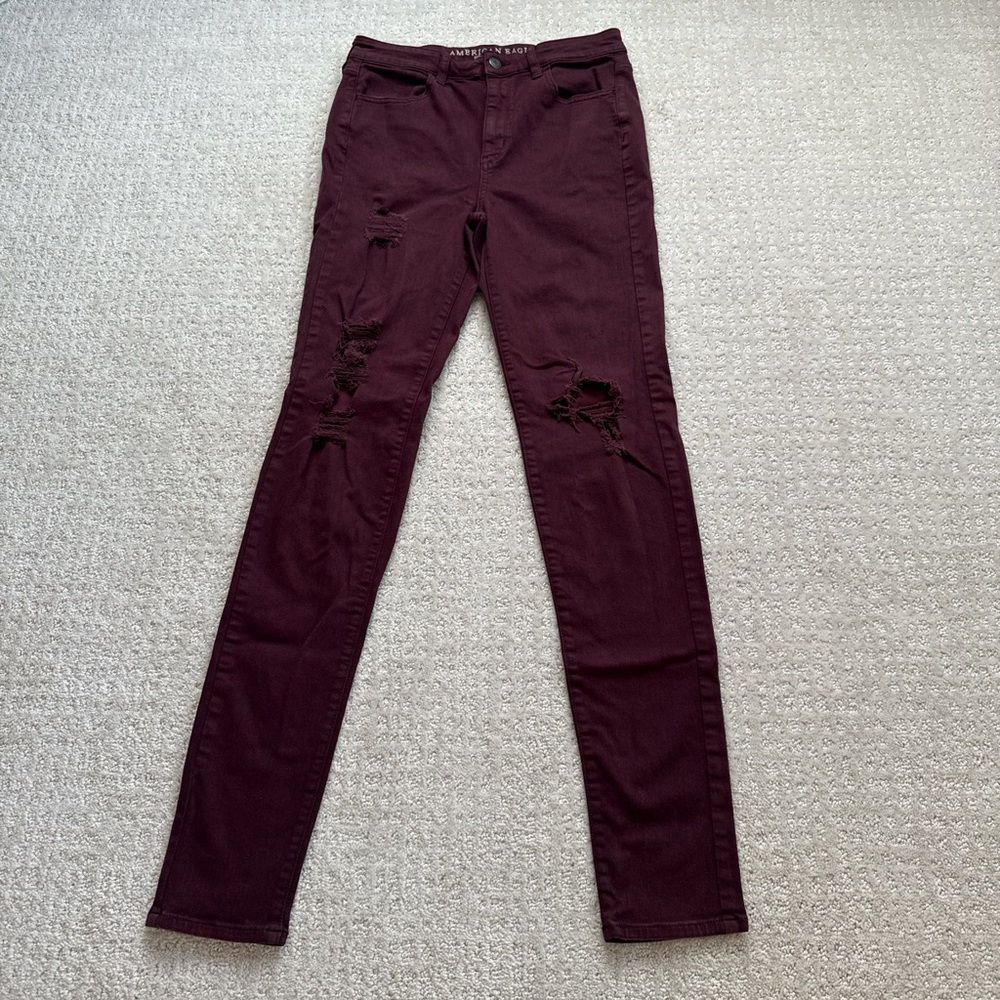 American Eagle Outfitters Burgundy Skinny Pants